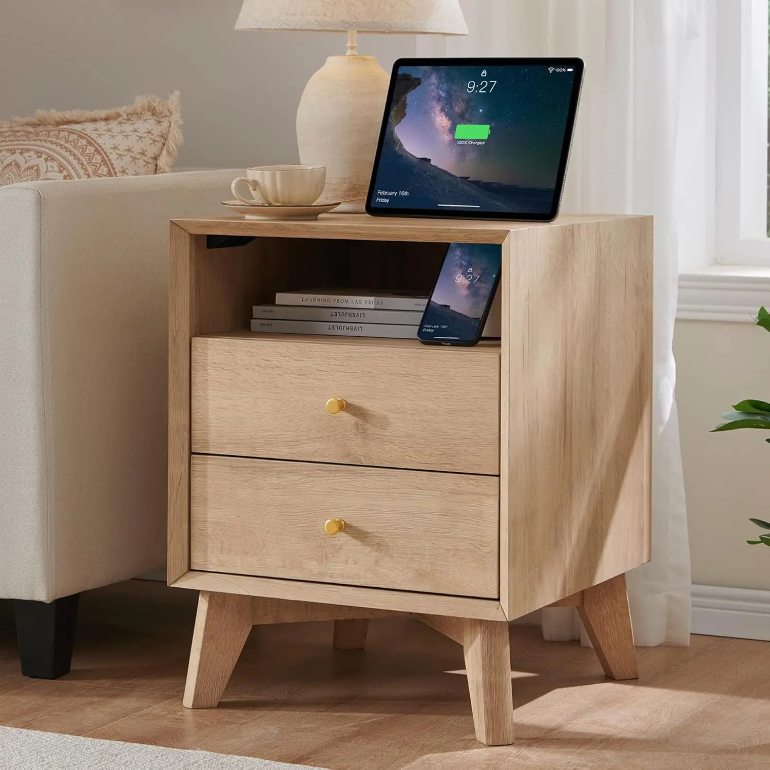 Nightstand with Charging Station, 18