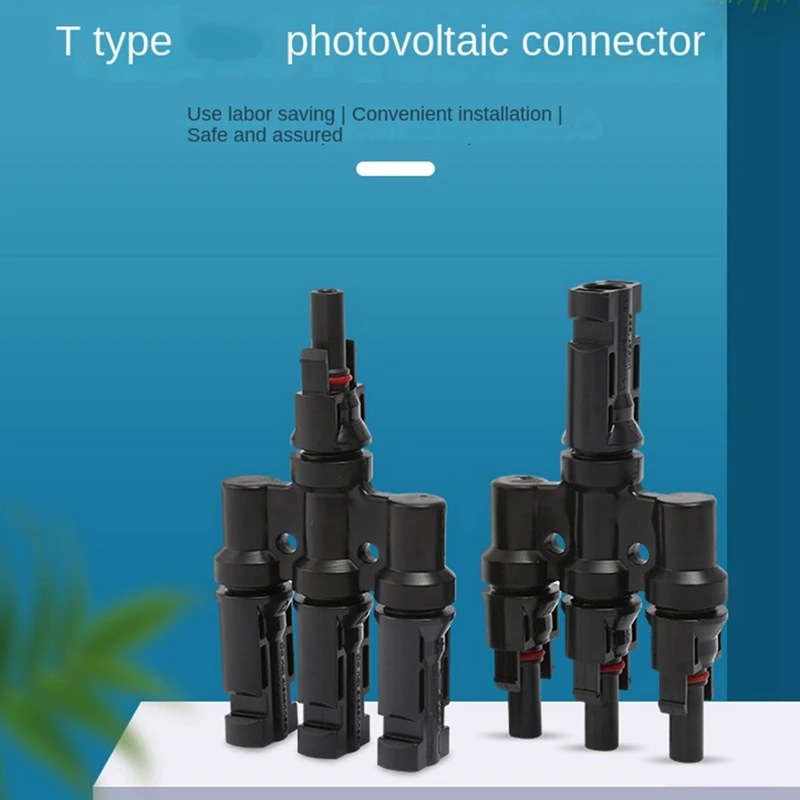 Photovoltaic Connector T-Type Four-Way One-Point Four-Way Conversion Connector Solar Panel Assembly Parallel Plug