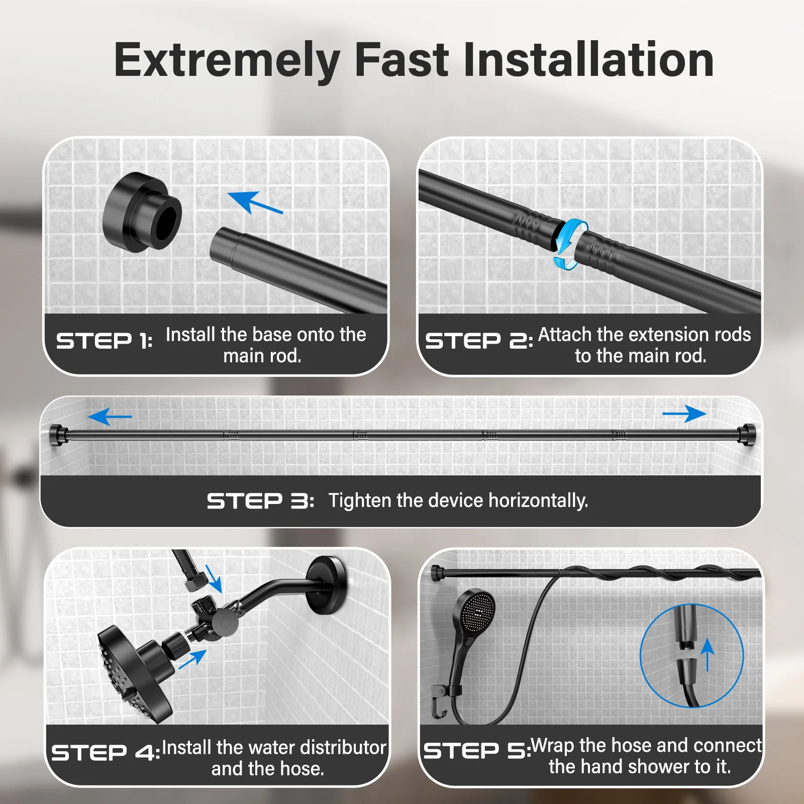Tandem Shower Head for Couples, High Pressure Dual Shower Head, Double Shower Head for Two People, 2 Showerhead System