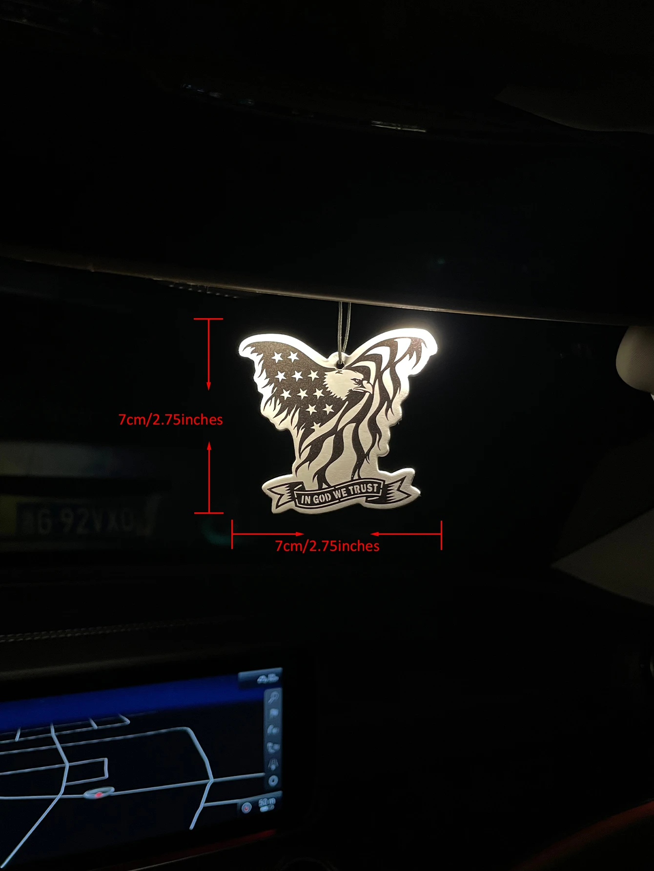 American Flag Bald Eagle In God We Trust Hanging Car Air Freshener, Plant‑Derived Fragrance No Alcohol Long‑Lasting 60‑90 Days H