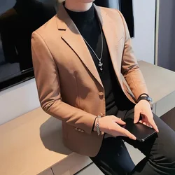 Plus Size 4XL-M New High Quality Men Business Slim Suit Jacket Korean Simple Business Elegant Fashion Party Casual Coat Dress