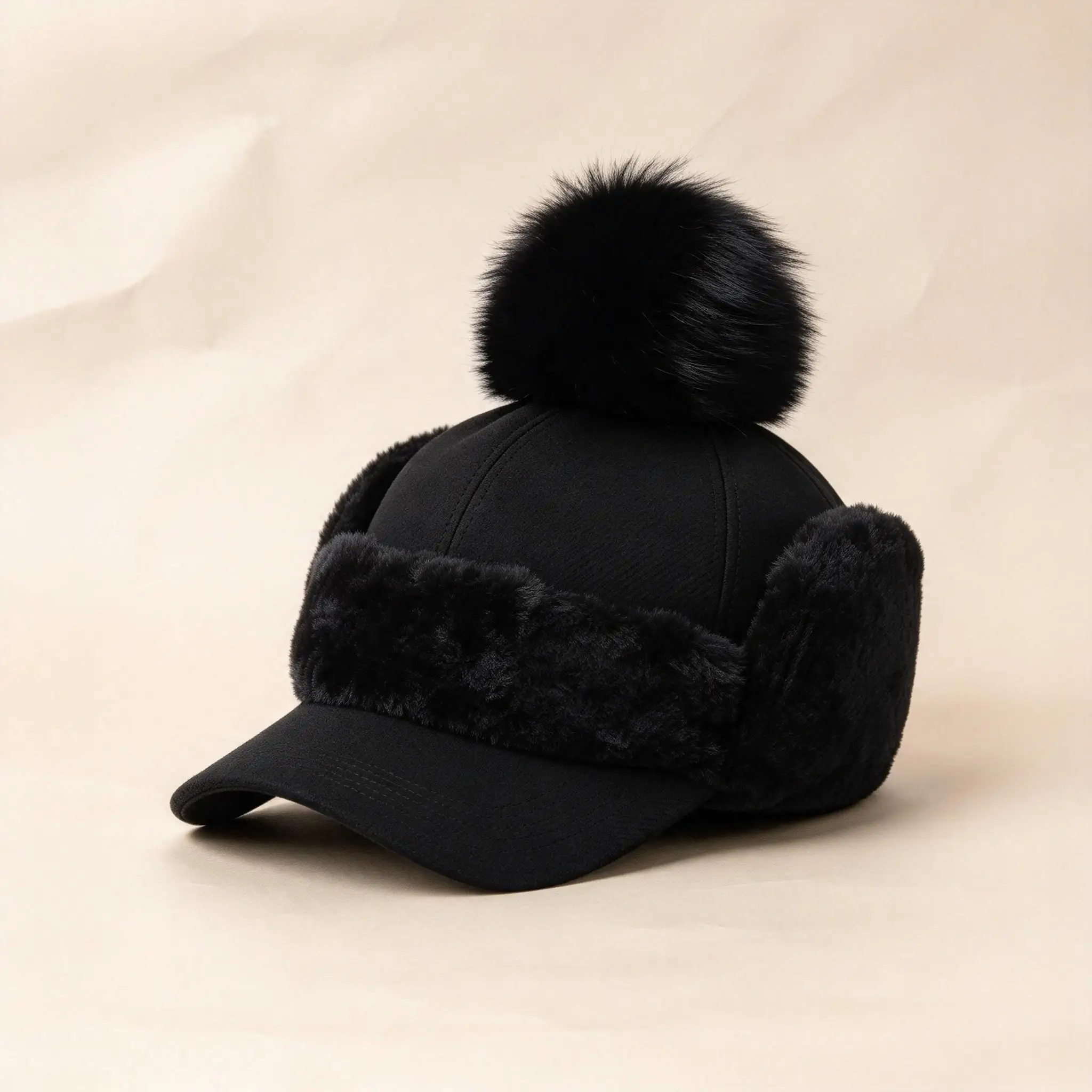 New Golf Rabbit Fleece Cap, Plush Sports Golf Hat, Breathable Sun Protection Warm Hat with Detachable Earmuffs