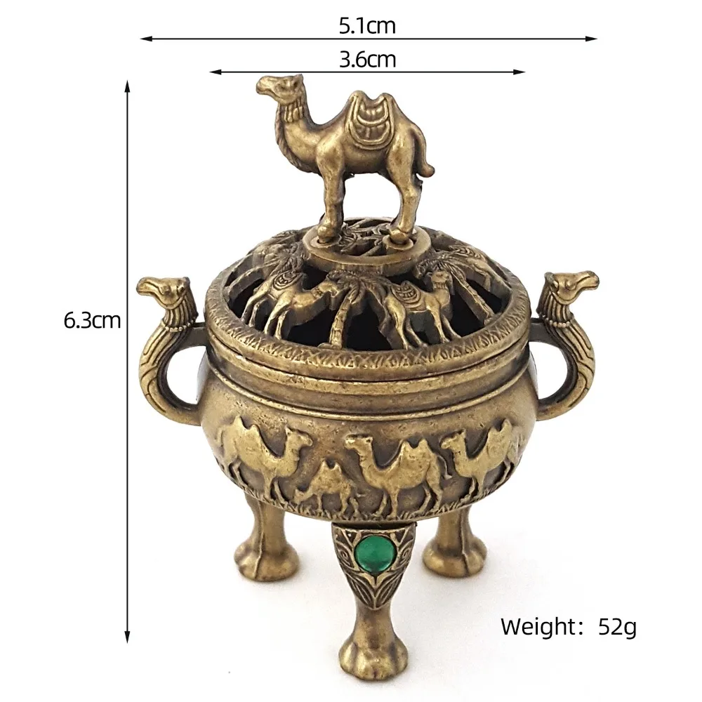 Vintage Alloy Camel Incense Burner Four Legged Mini Stick Holder Hollow Out Sandalwood Censer Home Decoration