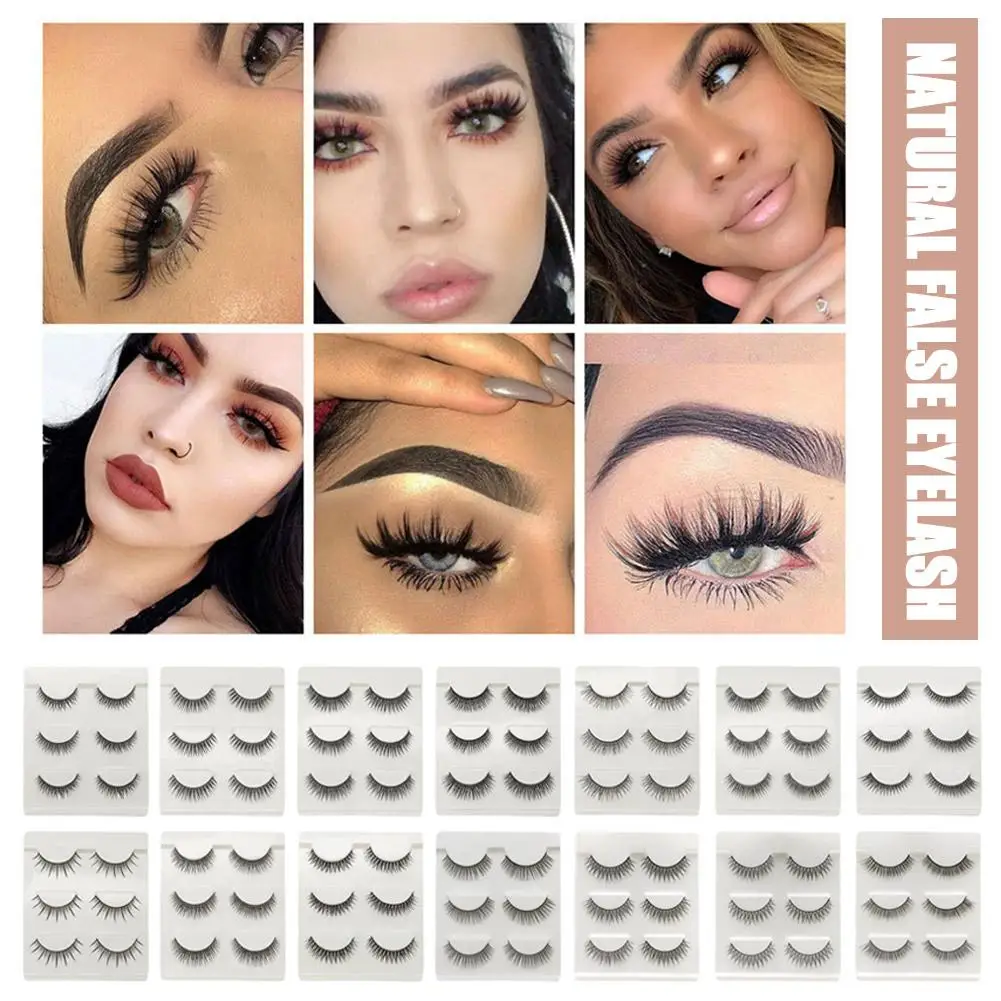 3 Paar natürliche falsche Wimpern gefälschte Wimpern langes Make-up 3d Nerz Wimpern Wimpern verlängerung Nerz Wimpern für Schönheit Wimpern t0q5