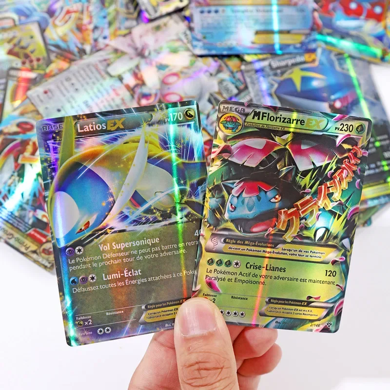 Cartões pokémon inglês/espanhol/francês, 50-100 peças, vstar v gx mega tag team ex, cartão de batalha, venda quente, cartão de jogo de mesa, presente