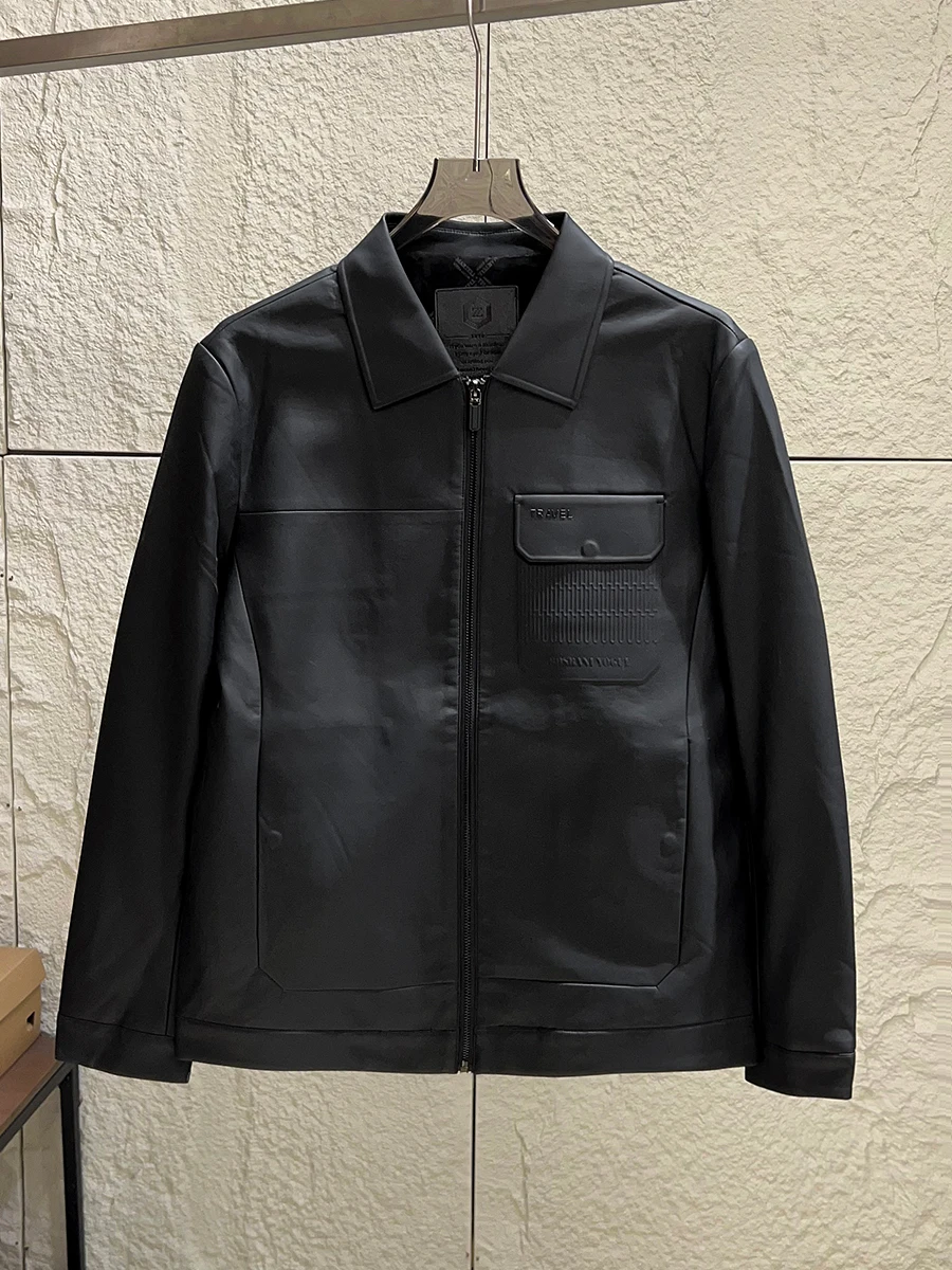 

Matte High-End Feel! Composite Fleece! Autumn Winter Men's Business Casual Windproof Warm Collar PU Leather Jacket
