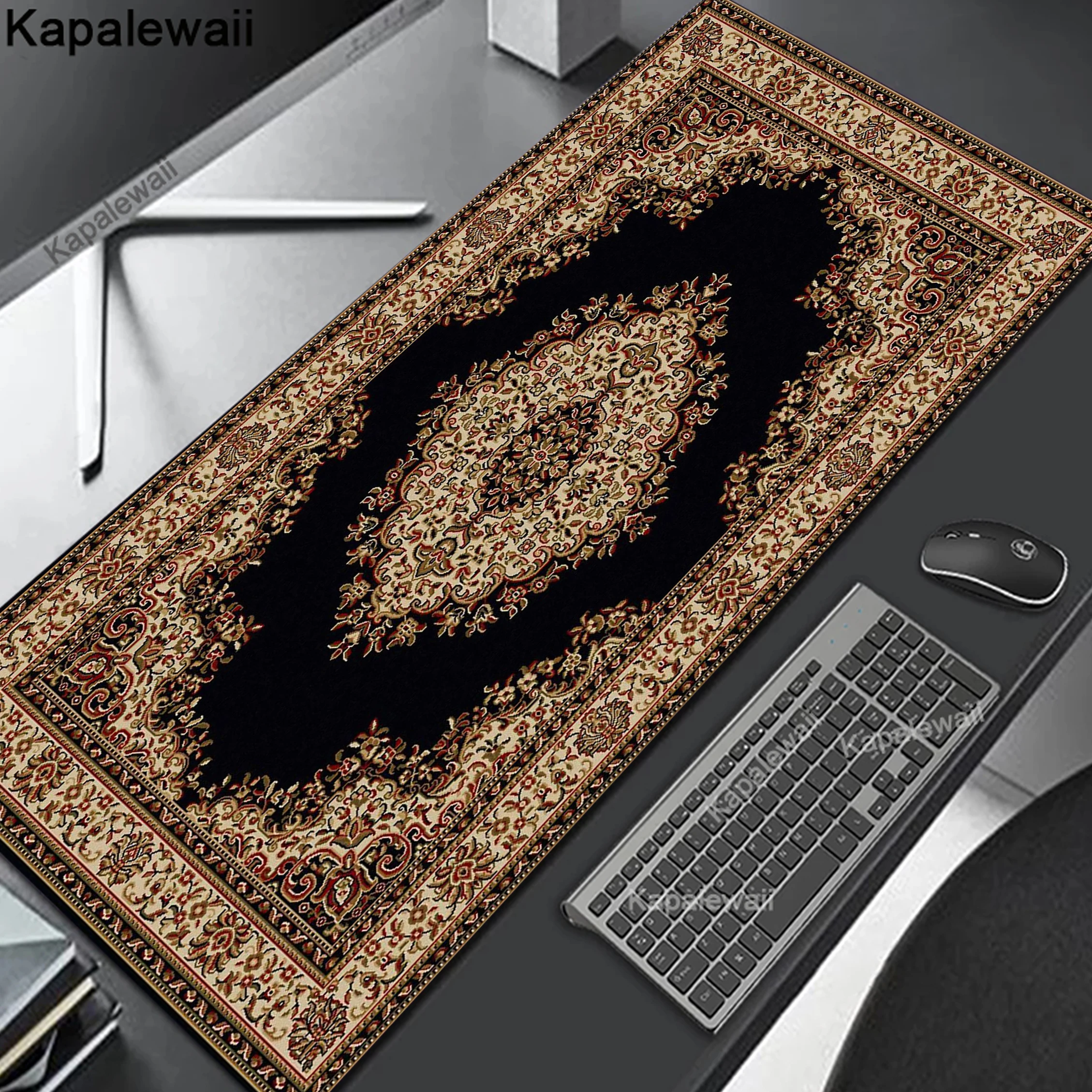 Persian Pattern Computer Mouse Pad Locking Edge Table Keyboard Non-Slip Mausepad Computer Accessories Desk Mat 900X400MM