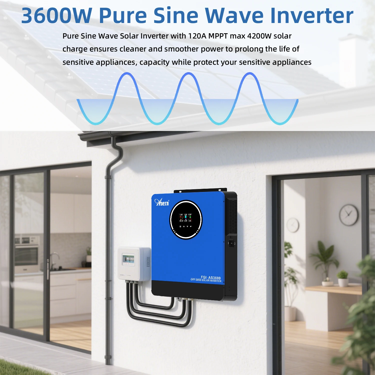 Anern 3600W 24V Pure Sine Wave Solar Inverter 110V AC Output with MPPT Controller for Home/RV/Off-Grid Solar System - Image 3