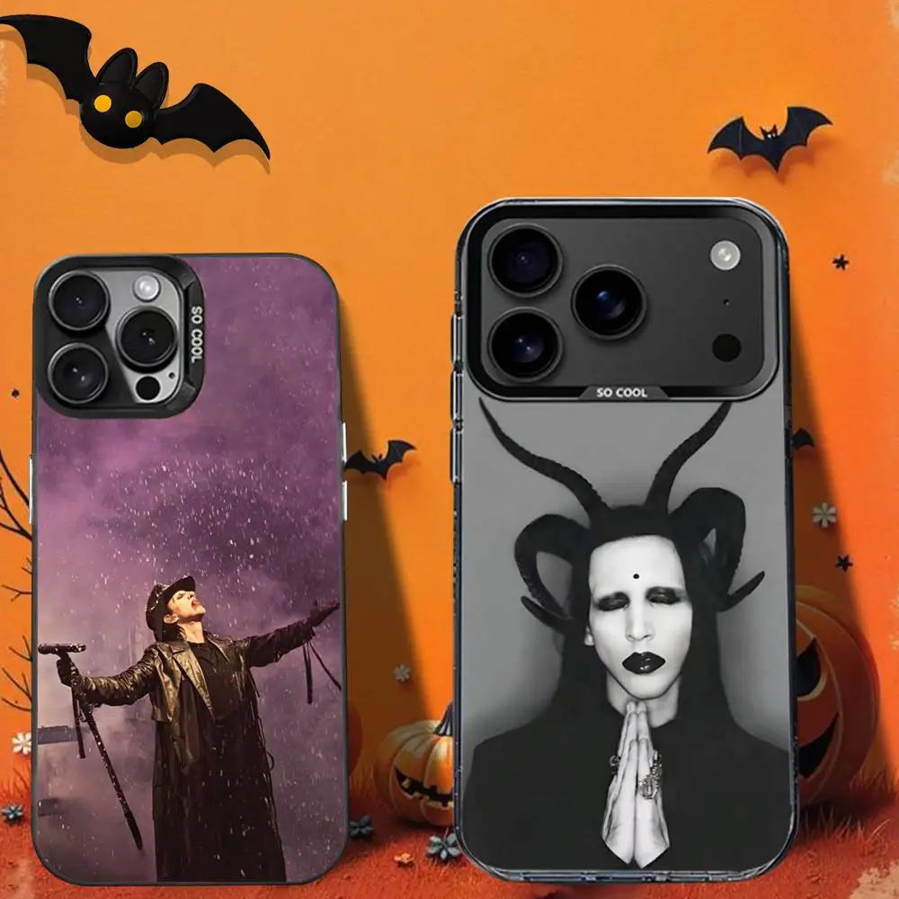 

Singer M-MarilynS Manson-s Phone Case For iPhone 16,12,13,17,15,1,11,Mini,Pro,SE,XS,MAX,Black Matte Silicone Cover