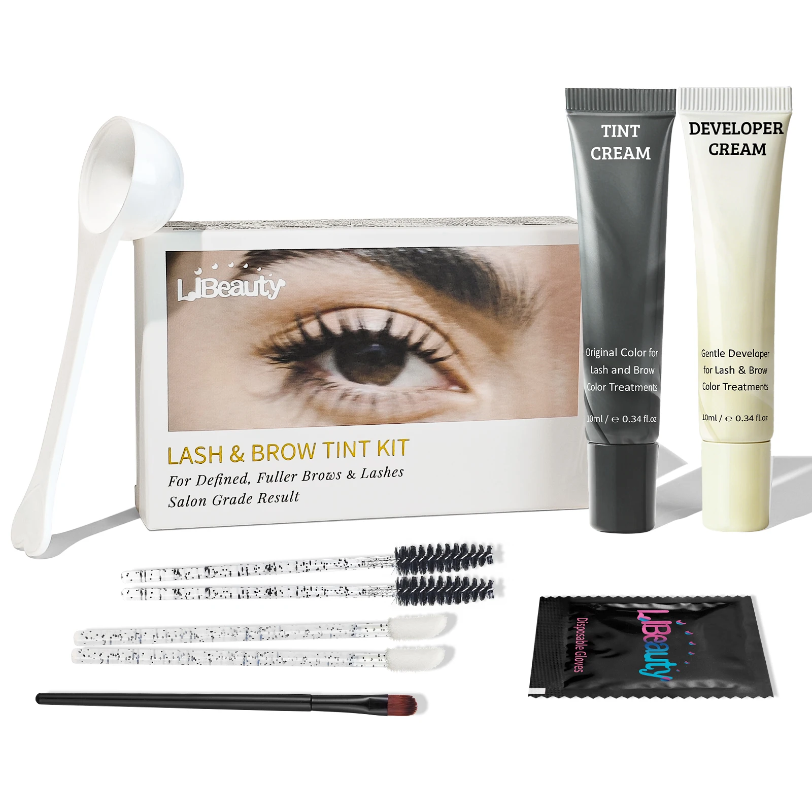 Libeauty Lash Color Kit Black Eyelash & Eyebrow Coloring Natural Results Lasts Up to 4 Week Easy DIY Use For Home Gentle Formula