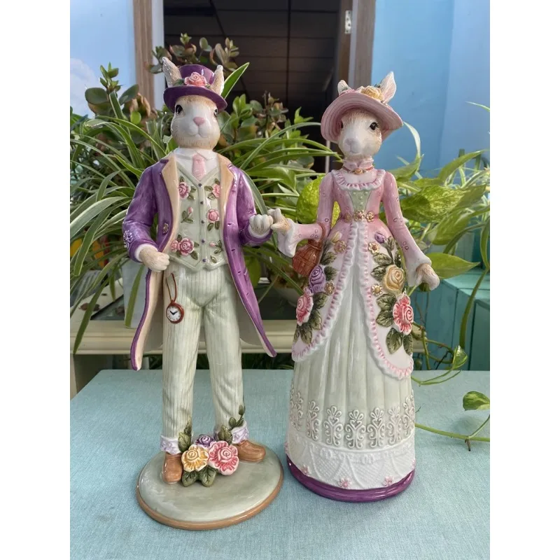 Victoria couple rabbit ceramic ornaments home accessories wedding gift TV cabinet porch ornaments