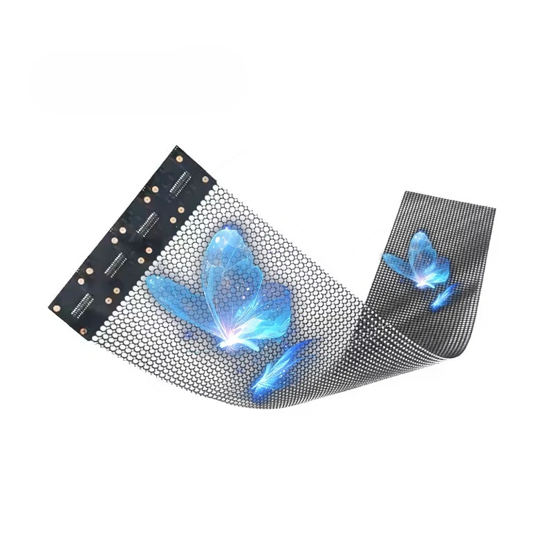 Wireless P3.9 Transparent Full Color Holographic Display Screen with Integrated LED Driver and 2880Hz Refresh Rate
