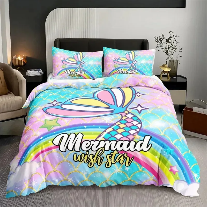 Watercolor Jellyfish Duvet Cover Mermaid Kawaii Sea Turtle Bedding Set Full For Boys Girls Gift Sea Ocean Theme Comforter Cover