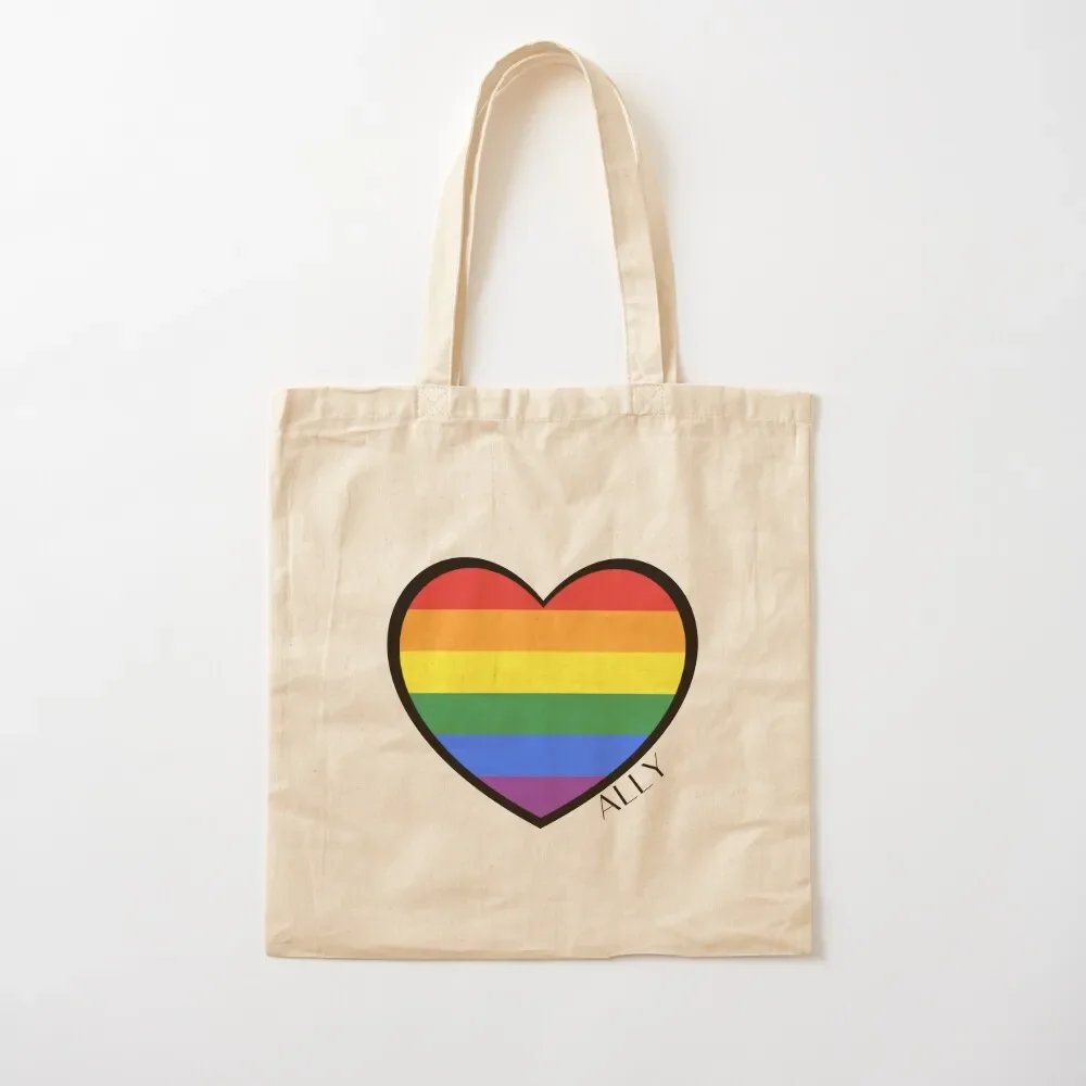 

Pride RAINBOW HEART Ally Tote Bag bag luxury women tote bags cloth bags Gift bags Tote Bag