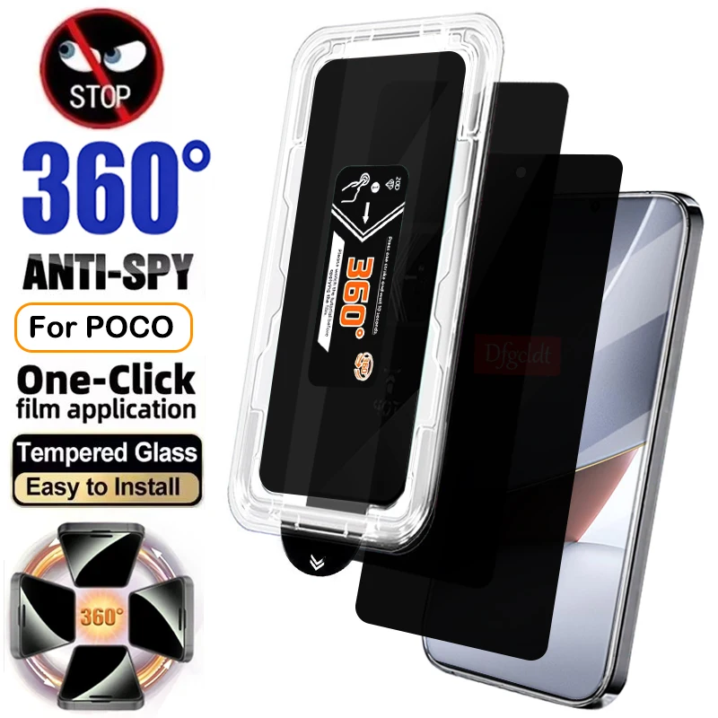 Privacy Screen Protector for Xiaomi Poco F9 Ultra Tempered Glass for Poco F9 Pro 5G 360-Degree Anti-peep Dust-free Installation