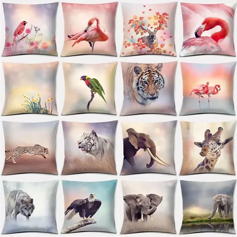 World Flamingo Series Animal pillowcase Home Office Decoration Bedroom Sofa Car Cushion Cover Case