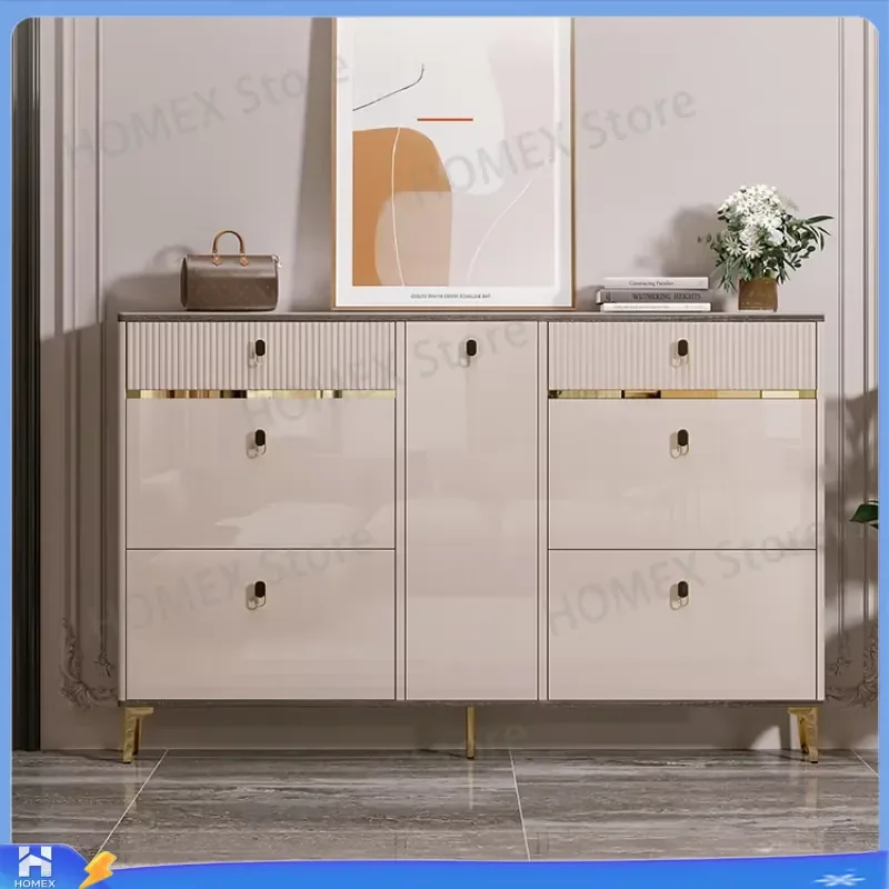 Waterproof Shoe Cabinet with Stool Narrow Entryway Shoe Rack Space Saving Shoe Storage Organizer Bench Home Furniture Armoire
