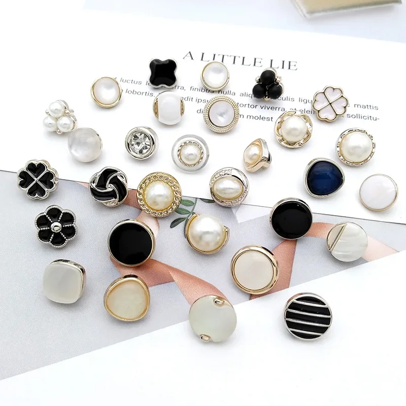 Ladies Shirt Button Pearl Plastic Shank Button for DIY Dress Clothing Wedding Cufflink Decor Crafts Garment Sewing Accessories