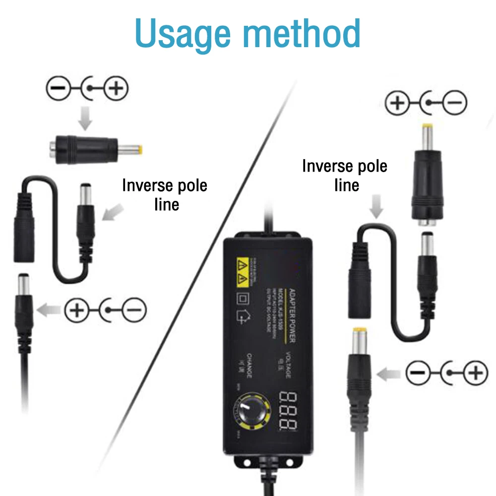 Varia tensione 3V 12V 24V 36V adattatore di alimentazione regolabile AC-DC muslimcon spina adattatore Jack EU US per elettrodomestico