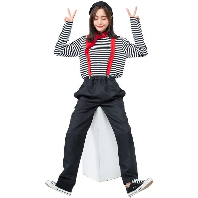 2025 Nieuwe Paar Clown Kostuum Spel Halloween Stille Acteur Outfit Traditionele Chinese Toneelkostuum Dames Faion Trend