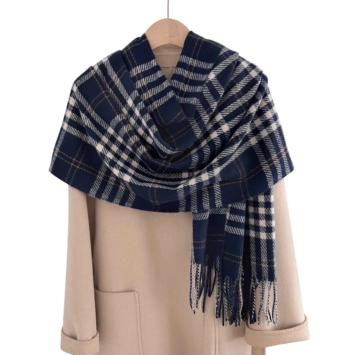 2026 new autumn and winter thickened scarf female Korean version versatile warm imitation cashmere scarf plaid shawl scarf