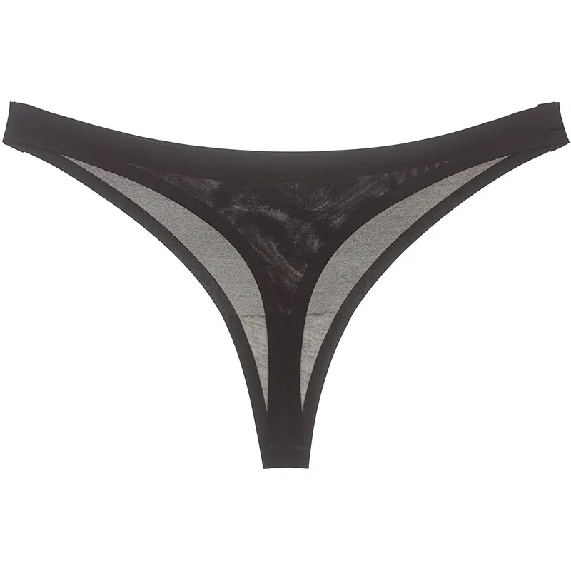 Women‘s Sexy Thongs G String Soft Seamless Panties Summer Transparent Ice Silk Low Waist Briefs Lingerie Transparent Underwear