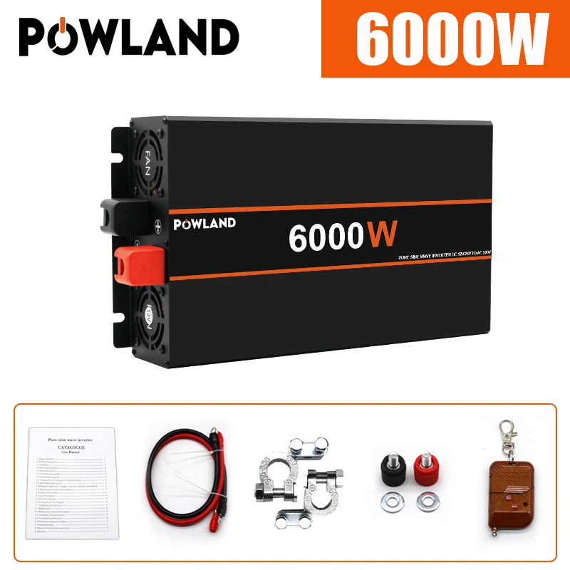 Powland 8kw 6kw 5kw 4kw 3kw Zuivere Sinus Power Inverter 12V 24V 220V Micro Omvormer Dc 50Hz Voltage Omvormer Thuis Apparaat