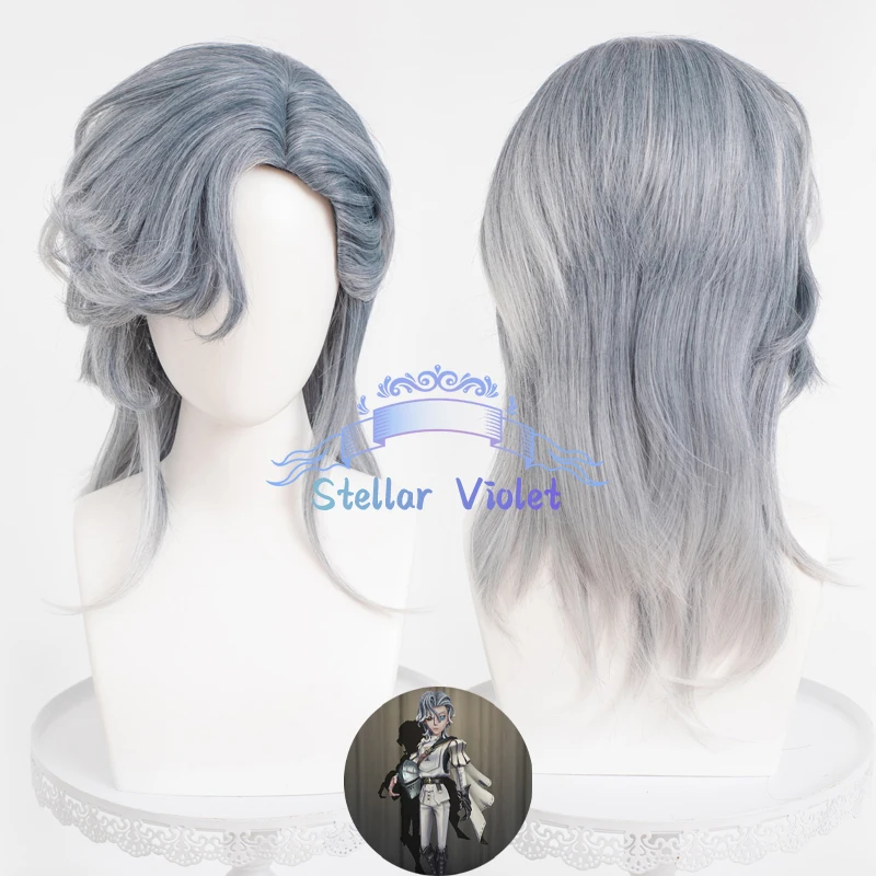 Knight Richard Sterling Cosplay Wig Heat Resistant Game Identity V Knight Cosplay Synthetic Wigs Gradient/Black White/Brown Wig