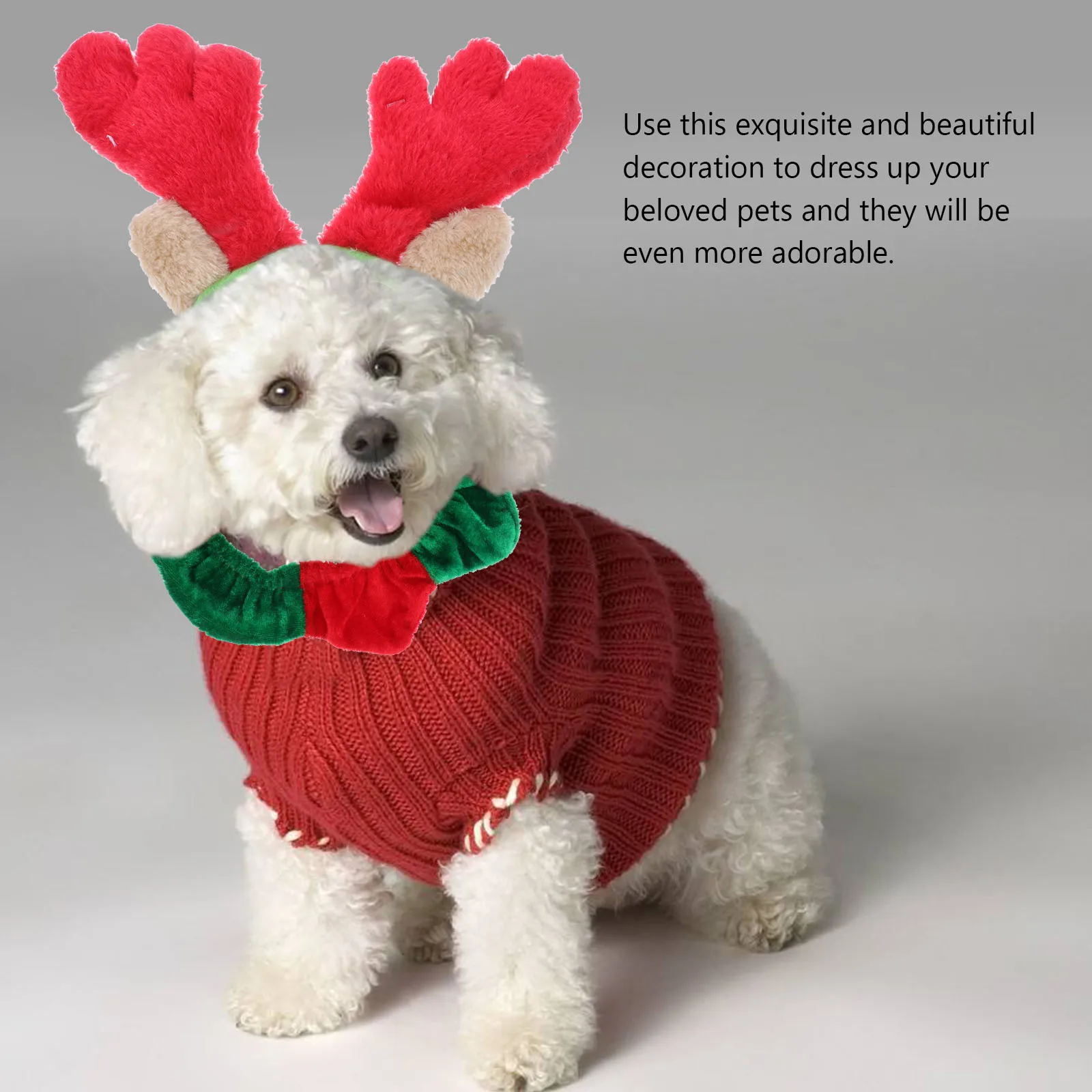 

2Pcs Pet Reindeer Antlers Headband Christmas Cat Collar Elk Headwear Comfortable Festive Pet Accessories Cat Headband