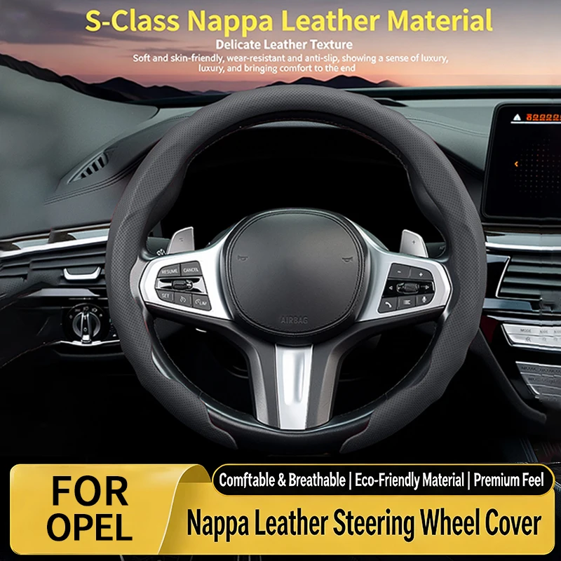 Suitable for Opel Insignia, Antara, Astra J/K, Zafira, Meriva, Vectra Nappa leather round steering wheel cover