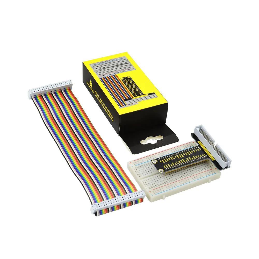 Keyestudio Raspberry Pi V1 board+40P Colorful Ribbon Cable+400-hole Breadboard Programming DIY Projects Kit