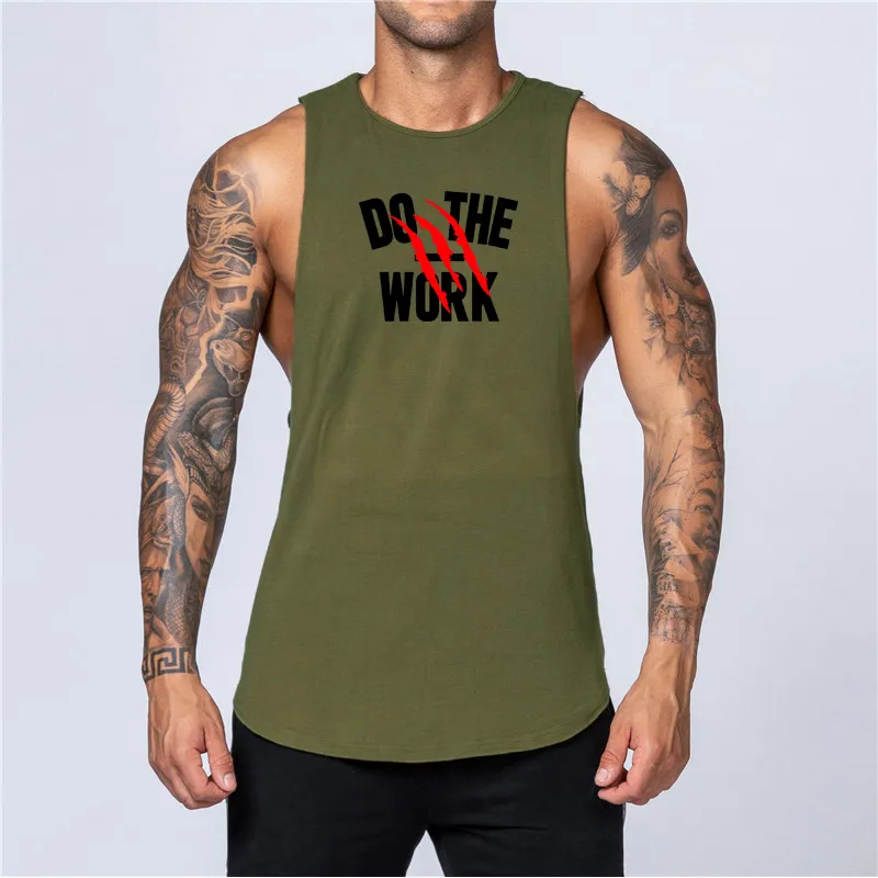 Summer Men Gym Workout Bodybuilding Fitness Pure Cotton Fashion Casual Breathable O-neck Printed Singlets Comfortable T-shirt