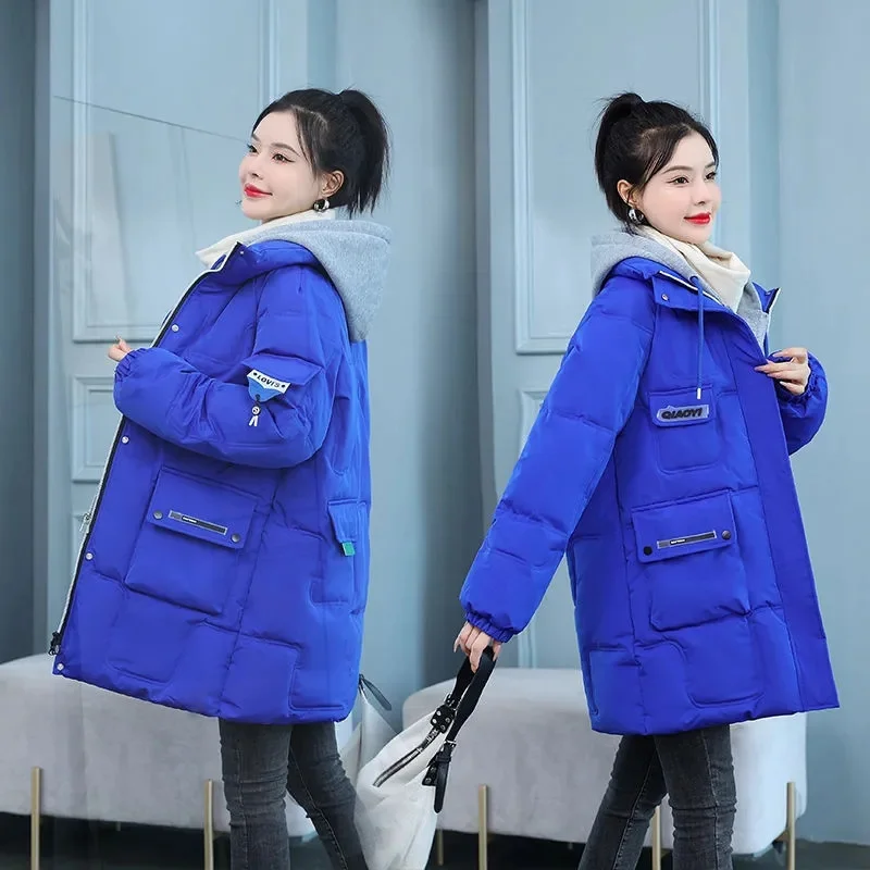 2023 New Women's Winter Jacket Warm Thick Cotton Coat Korea Loose Hoodie Parkas Overcoat Female Snow Outerwear