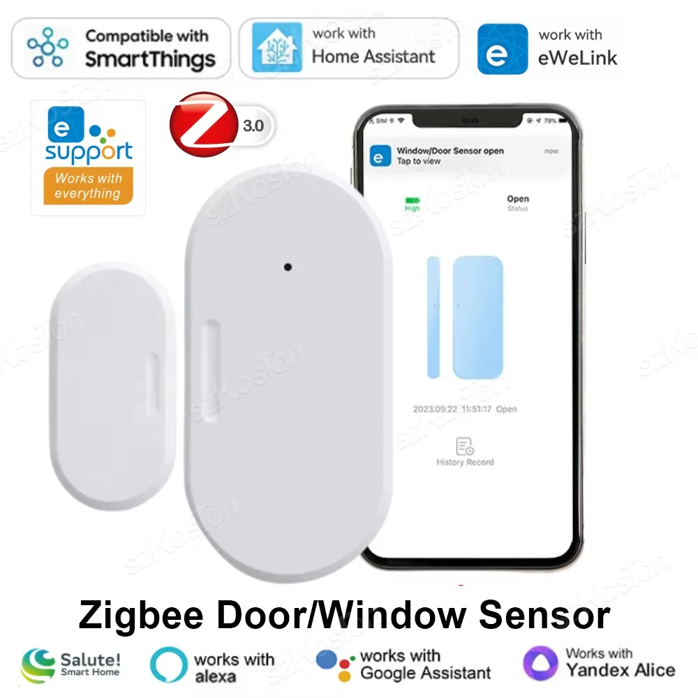 eWeLink App ZigBee Smart Door Window Sensor Smart Home Automation Door Open Closed Detector for Alexa Google Home Assistant