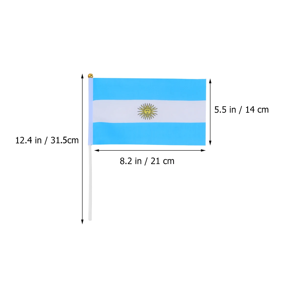 

12 Pcs Argentina Table Flag Seat Desktop Base Small Mini Decor Polyester Plastic Lightweight Vivid Color Banner