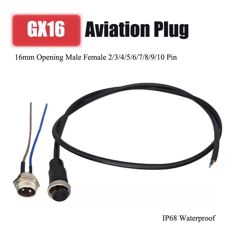 

Waterproof GX16 Male Female Connector with Cable IP68 2 3 4 5 6 7 8 9Pin Socket 16mm Open Aviation Plug Wire gx16 Extension Cord