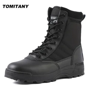Male tactical boots Special Force Combat Boots Desert Outdoor Walking Boots Ankle Shoes Men Work Safety Shoes 10 Main Sales Bota Leather - №6