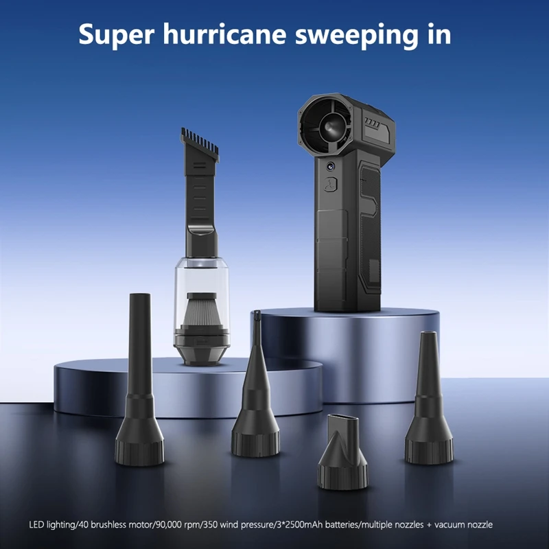 Турбоструйный вентилятор 90000 об/мин, сильная сила выдувания, небольшой пылесос, вентилятор для чистки автомобиля, сухая вода, аккумулятор 10000 мАч, продувочный пистолет