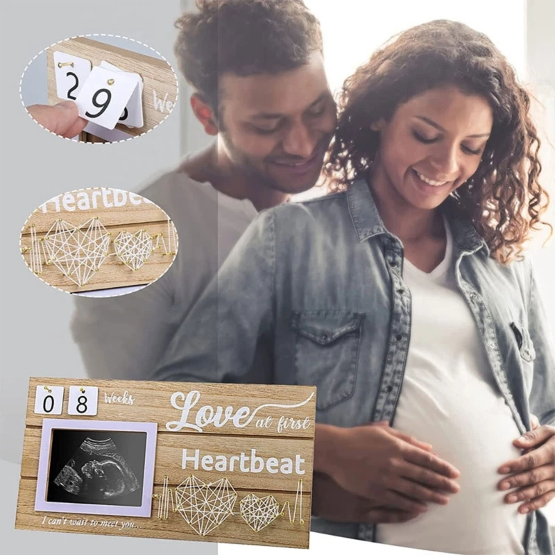 Photo Frames Baby Announcement with Double Love Heart Decor 85LE