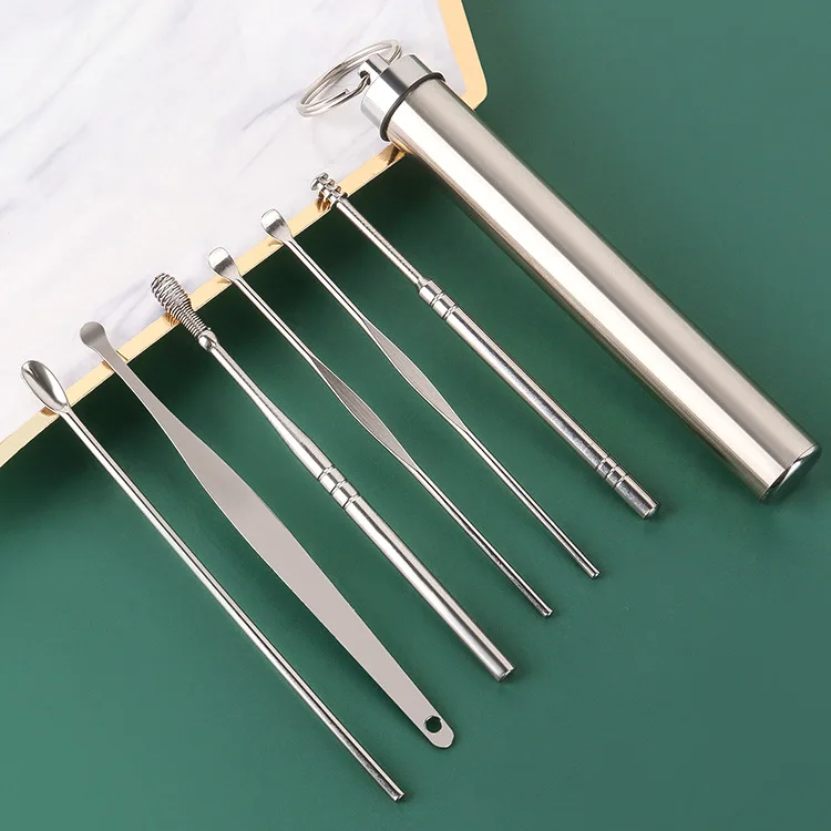 Ear Wax Remover Cleaning Kit Pickers Earwax Cleaner Curette Spoon Care Removal Tool for Baby Adults Ear Care Sets 6-7Pcs