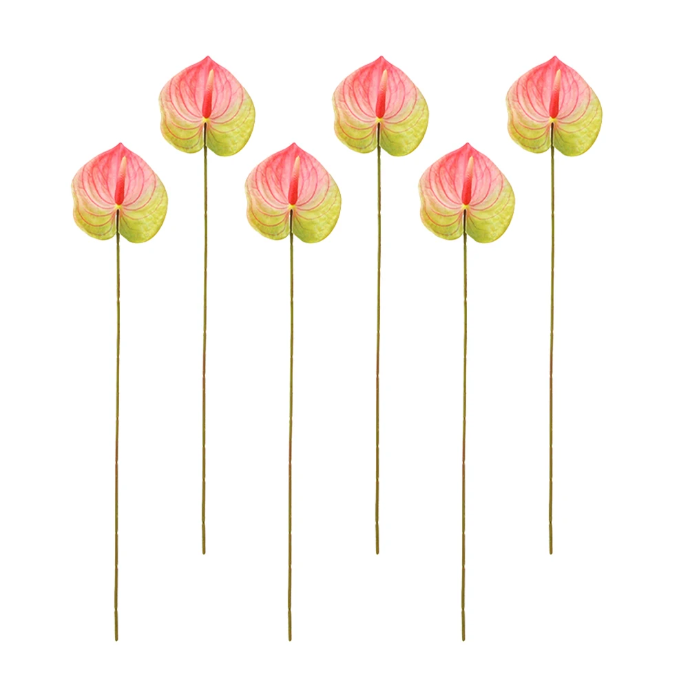 

6 Pcs Artificial Anthurium Flowers Lifelike Red Flower Branches for Home Wedding Party Centerpiece Arrangements Faux Florals