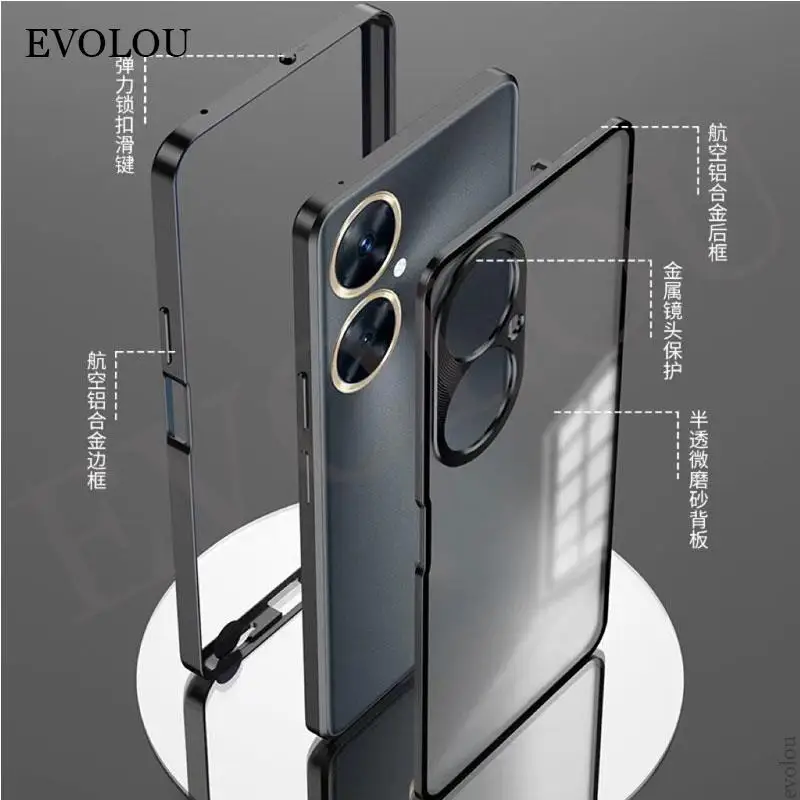 Shockproof Case For Oneplus Nord CE 3 Lite CE3 5G Ultra-Thin Aluminium Alloy Metal Frame Bumper + Tempered Glass Cover For 1+N30