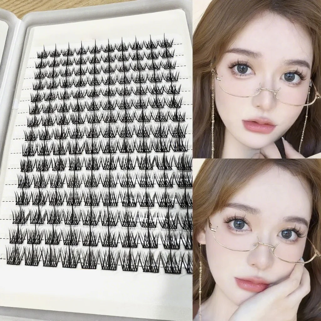 512 กลุ่ม DIY Cat Eye Manga Eyelashes,ธรรมชาติและสไตล์การ์ตูน Eye Lashes,ความหนา 0.07 มม.,12 มม.,C-Curl,Beaty แต่งหน้า