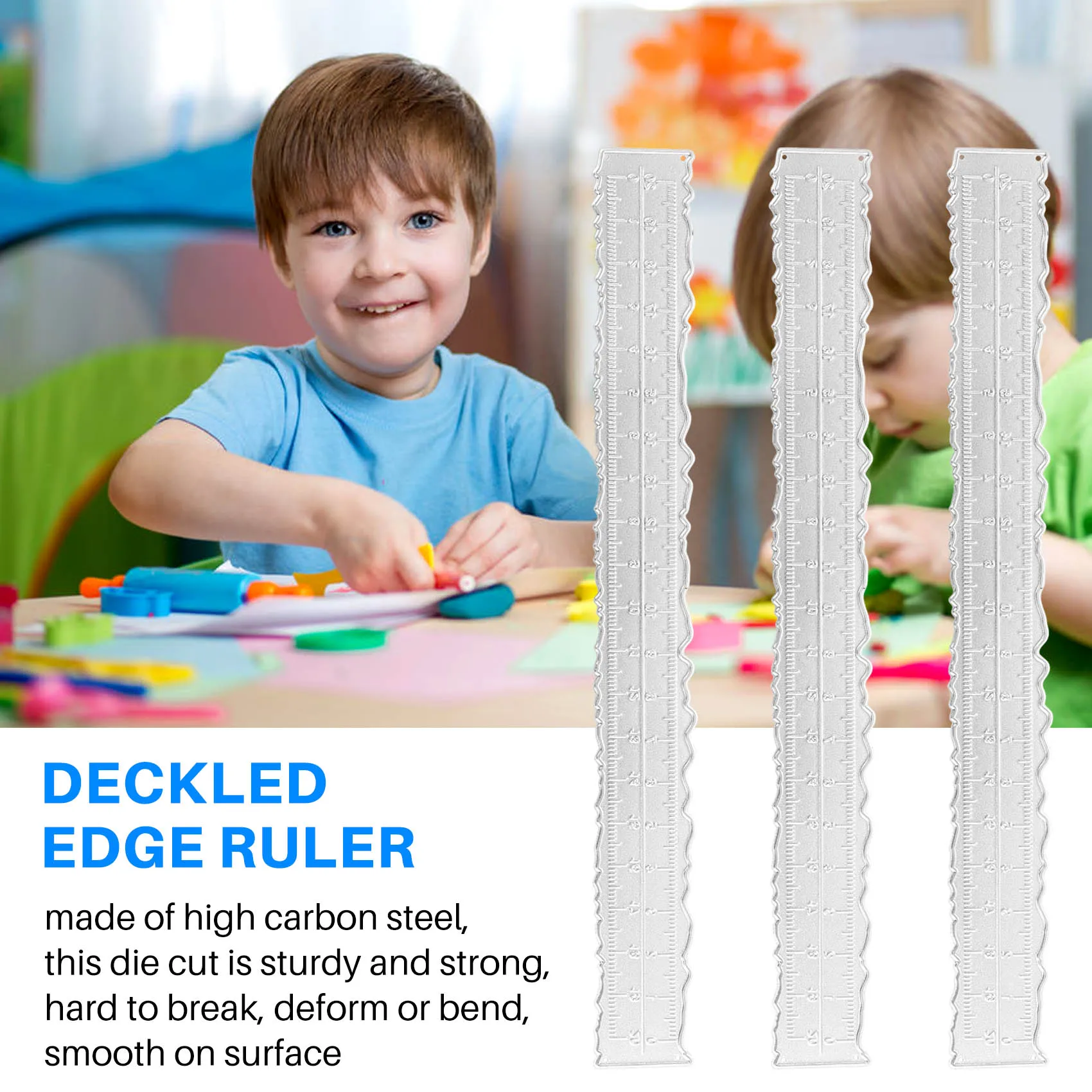 B62B Deckled for Edge Ruler 3 Pack 8.4 Inch Metal Paper Tearing Ruler for Card Making Scrapbooking for Craft DIY