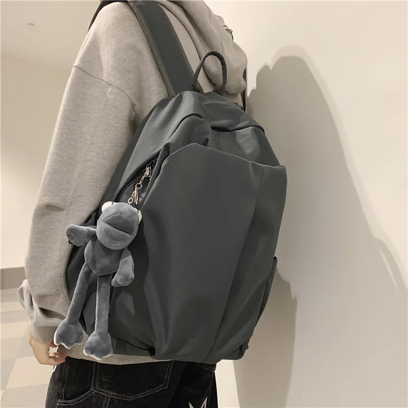 Female College Student Simple Ins Trendy Cool Large-capacity Backpack Korean Version Solid Color Light Leisure Travel Backpack