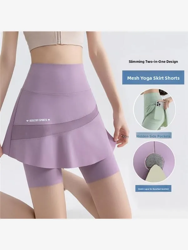 

High Waist Yoga Skirt Pants Women's Summer Qui Dry Sports Large Size ket Added Crotch f Skirt Outerwear Trousers