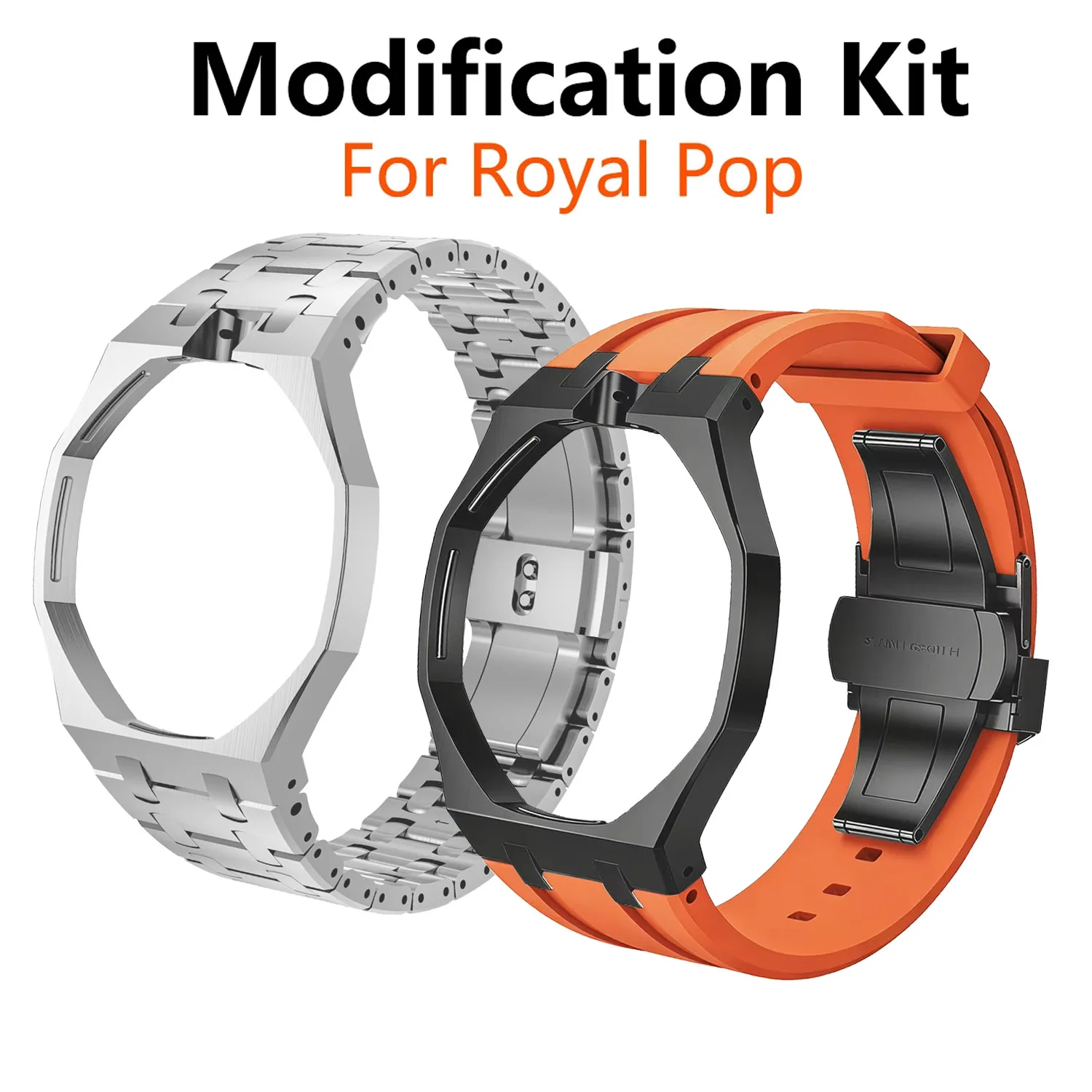 

12 O Clock Luxury Stainless Steel Case Mod Kit For S-Watch X A-P Royal Pop Pocket Watch Silicone Strap Personalized Accessories