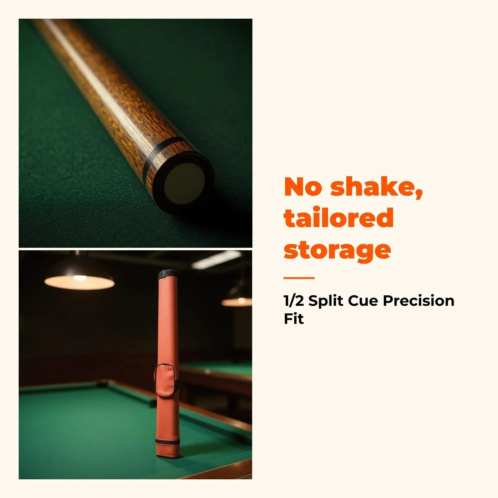 Billiard Cue Case PU Leather Hard Protector 1 2 Stick Cover Zip Accessory Pouch Lightweight Snooker Bag