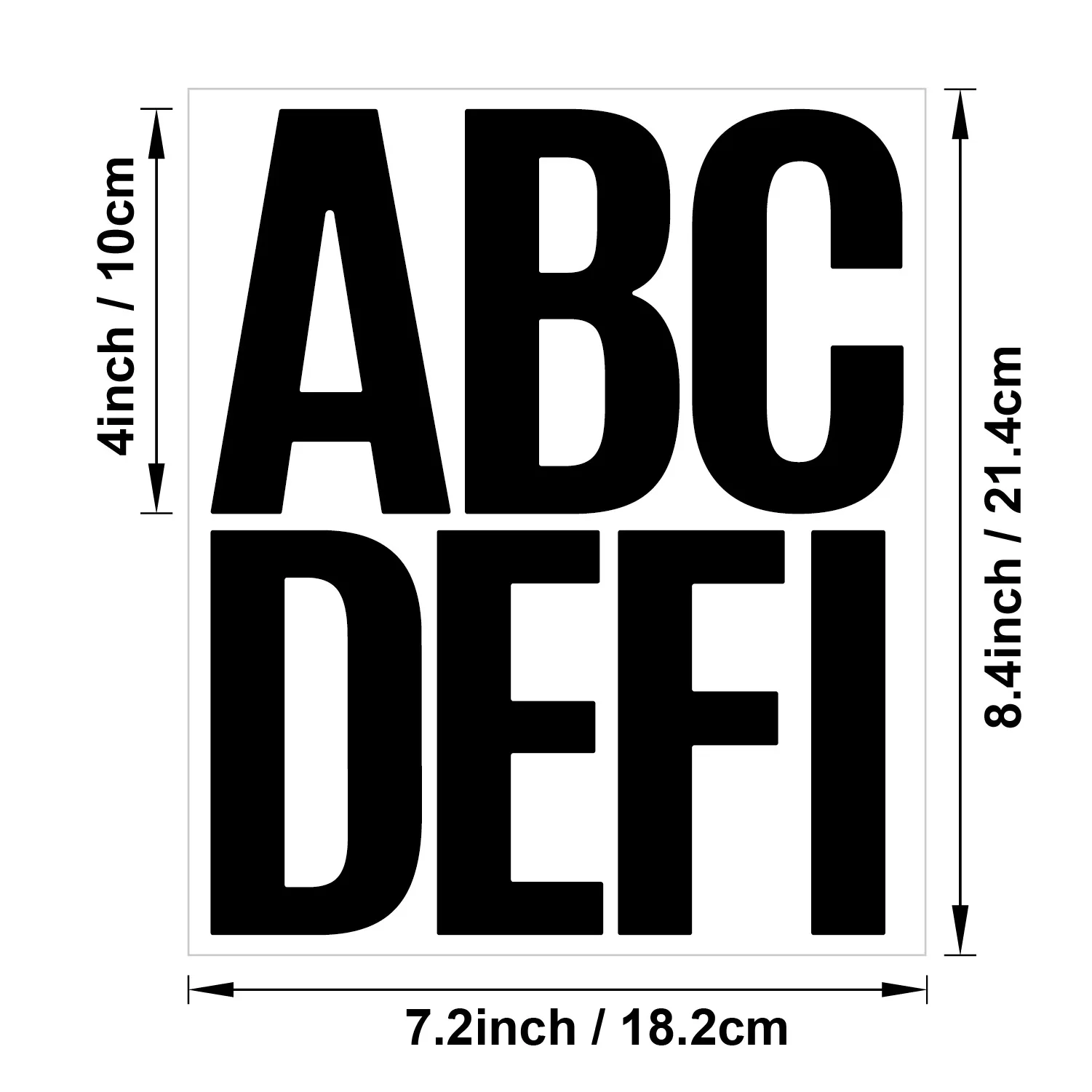 4 Inch Large‑Size Waterproof Alphabet Letter Stickers for Mailbox Car Party DIY Home Decoration
