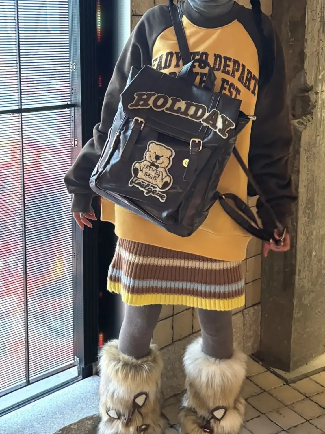 

Эстетическая женская сумка Y2k с американской буквой медведя, винтажный оригинальный школьный рюкзак в консервативном стиле, модная дизайнерская сумка